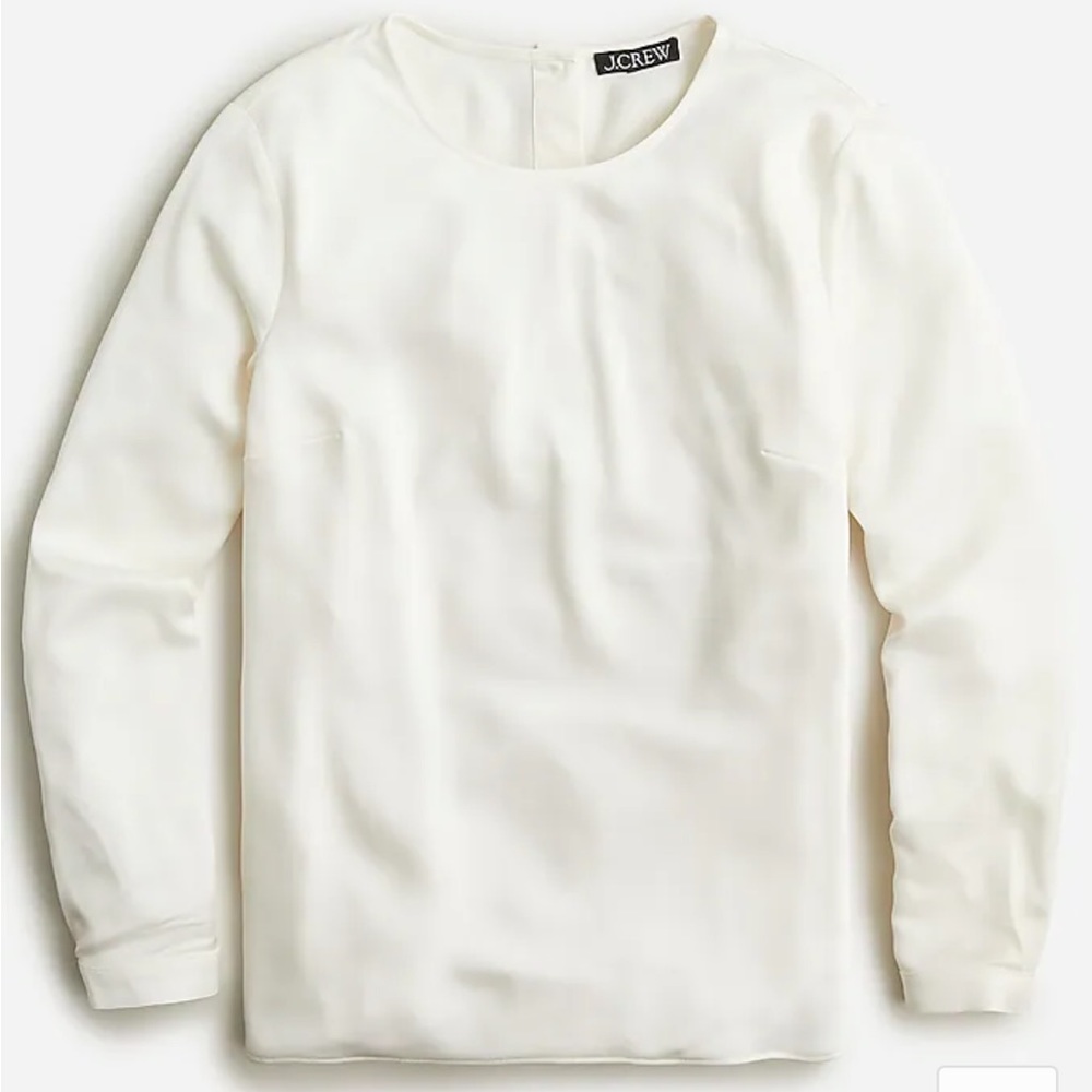 Long-sleeve button-back top in everyday crepe